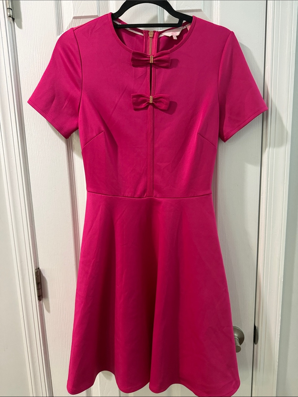 Ted Baker Fuchsia Bow Fit and Flare skater dress Size 1 (US 2/4)